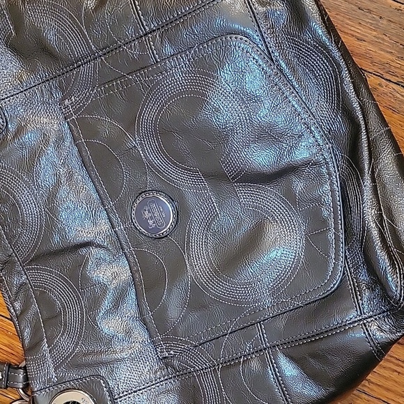 Coach LogoTote Pewter Color Career Everyday Casual - Picture 2 of 12